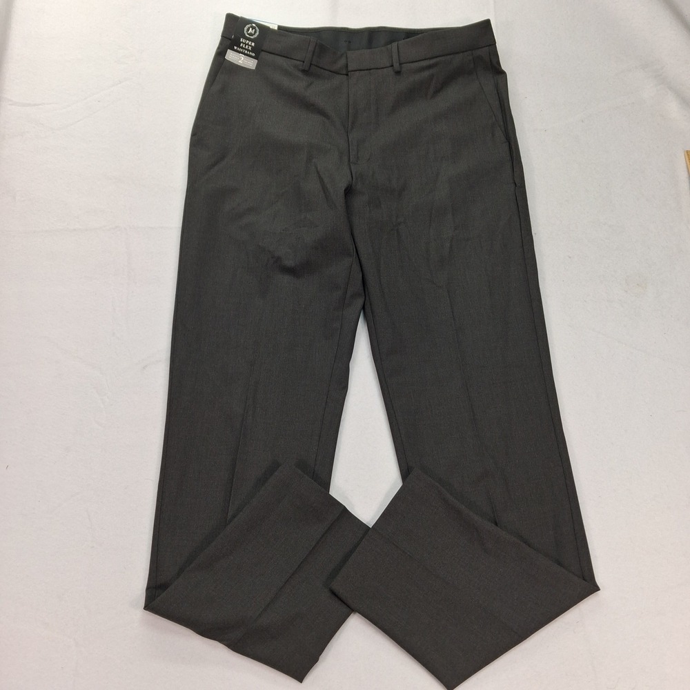 J.M. Haggar Dress Pants Mens 36x34 Slim Fit Charcoal Super Flex NEW